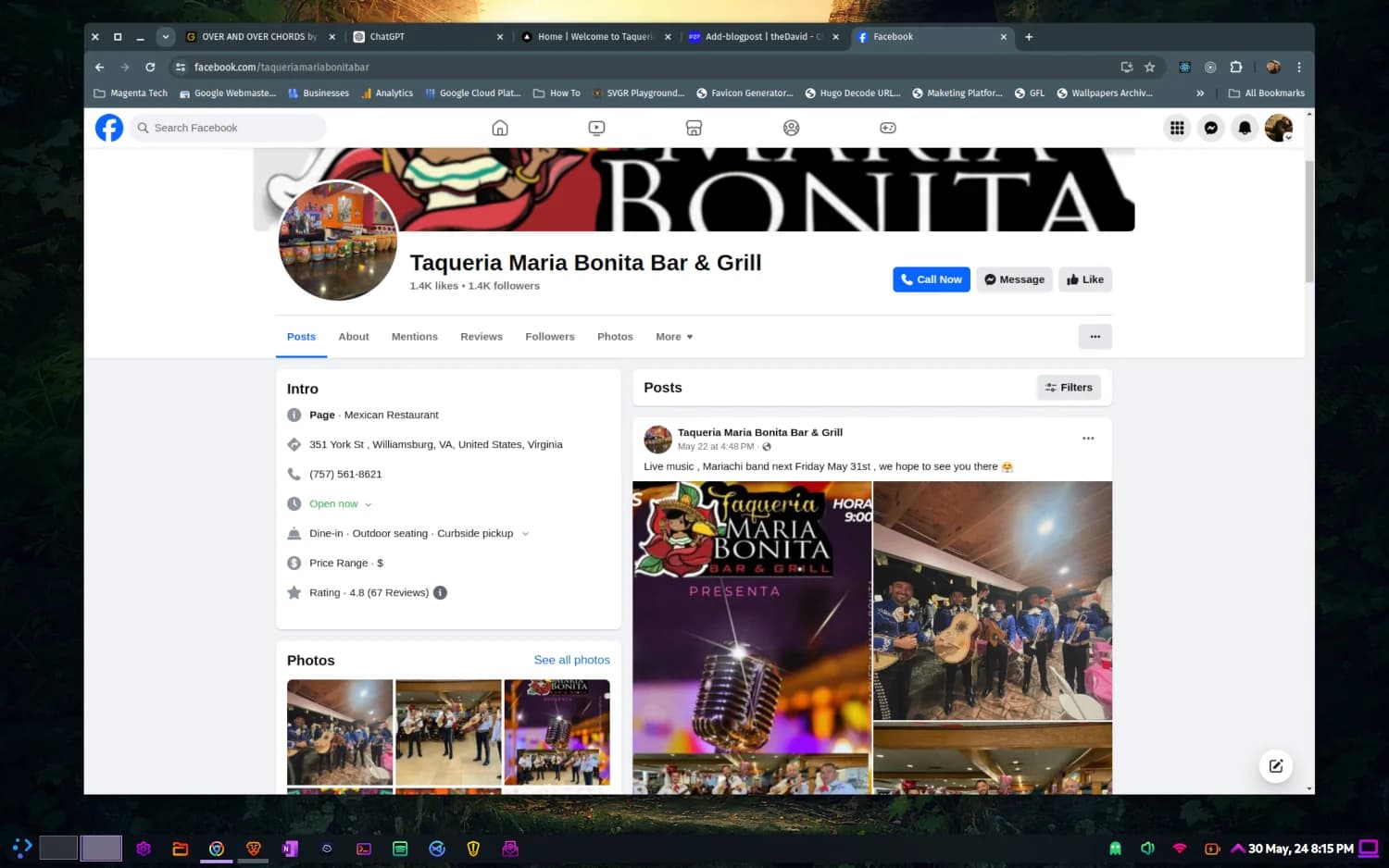 facebook screenshot taqueria maria bonita